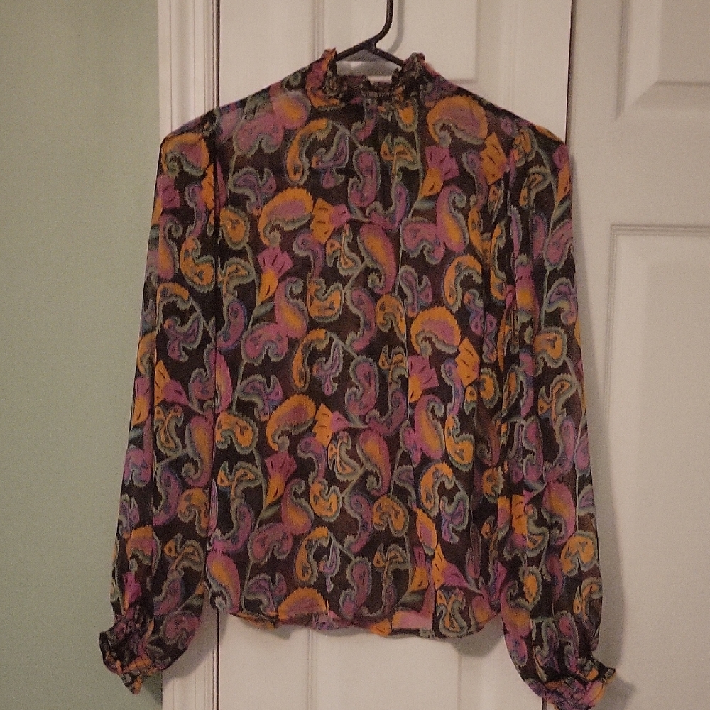 Wild Pony Multicolor Paisley Semi Sheer Blouse